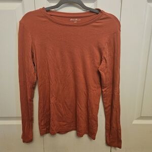 Eddie Bauer Rust-Toned Long Sleeve Crewneck Top